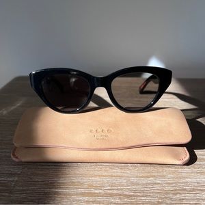 Garret Leight Black Dottie Sun Cat Eye Sunglasses